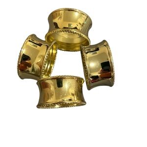 Gold Colored Beaded Napkin Rings - Set Of 4